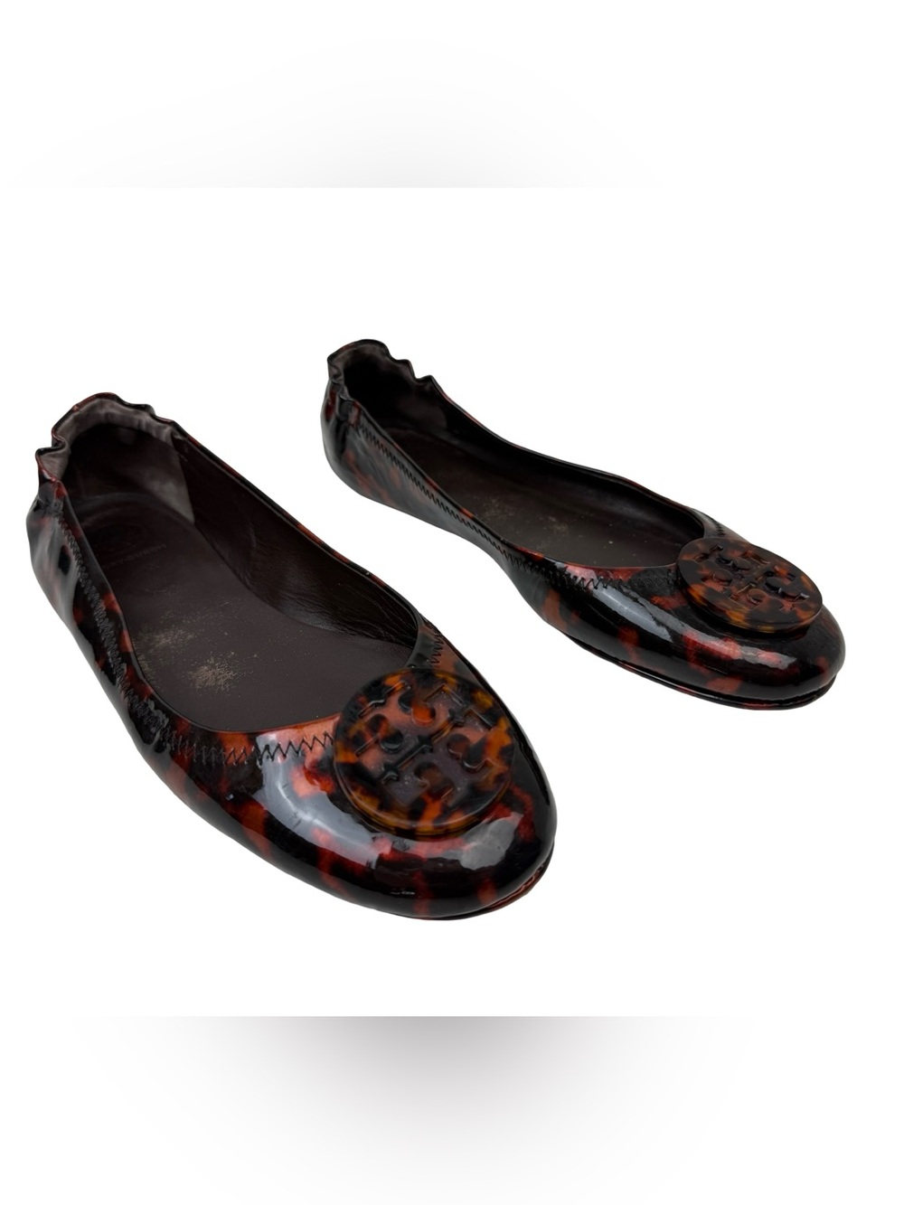TORY BURCH Minnie TRAVEL Tortoise Shell JELLY Ballet FLATS -Women’s - Size 8 US